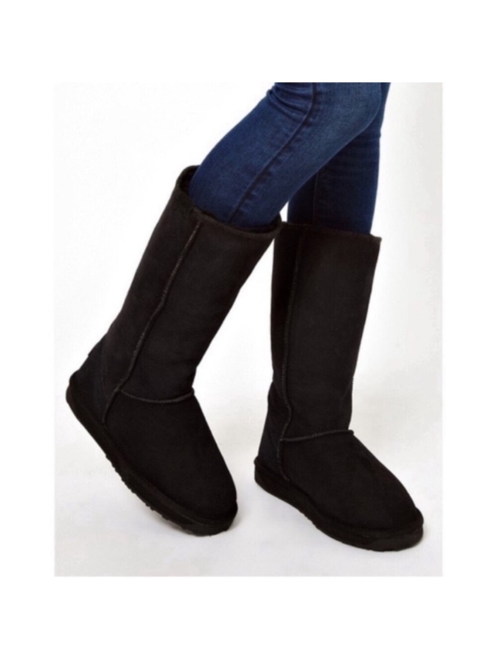 Classic Tall Black Suede Winter Boots